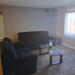 All Black Cushioned Couch Set