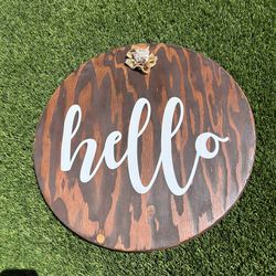Hello wood sign