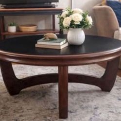Round Coffee Table + Matching Side Table - Modern / Minimalist Wood Set
