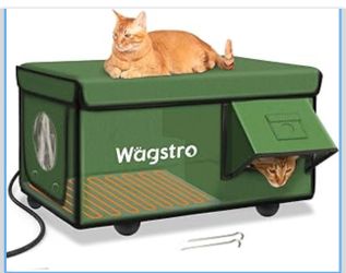 New Heated Cat House for Outside, Waterproof Awning & Escape Door Heated Cat Houses for Indoor/Outdoor Cats in Winter, Elevated & Insulated Outdoor Ca