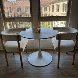 Wood & White Dining Table & Chairs