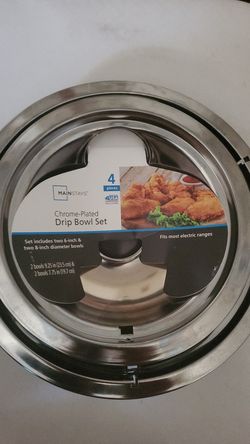 Chrome plated drip bowl set