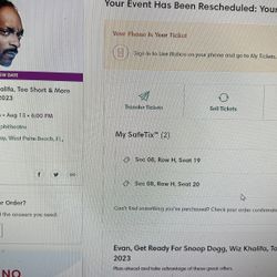 Great Snoop Dogg Tickets For Tonight!!