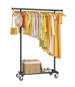 Black Metal Rolling Clothes Rack