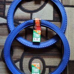 NEW Bicycle Bmx Cruiser Tires 24" Solid Blue Diamond Pattern