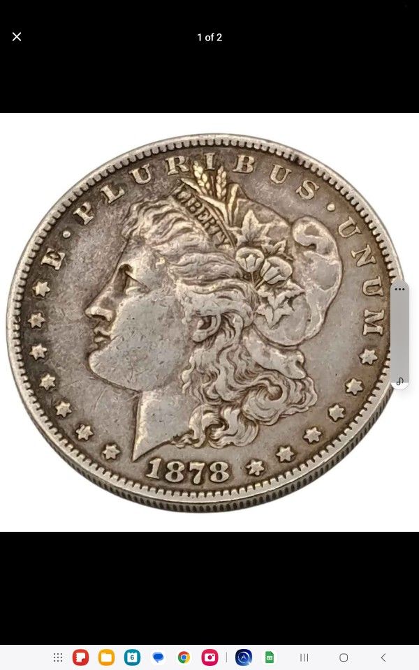 1878 P $1 GENUINE UNITED STATES MORGAN SILVER DOLLAR COIN, EXTREMELY FINE
