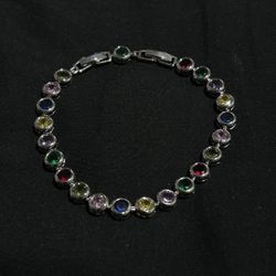 Sterling Silver Multi-Color Cubic Zirconia Bracelet