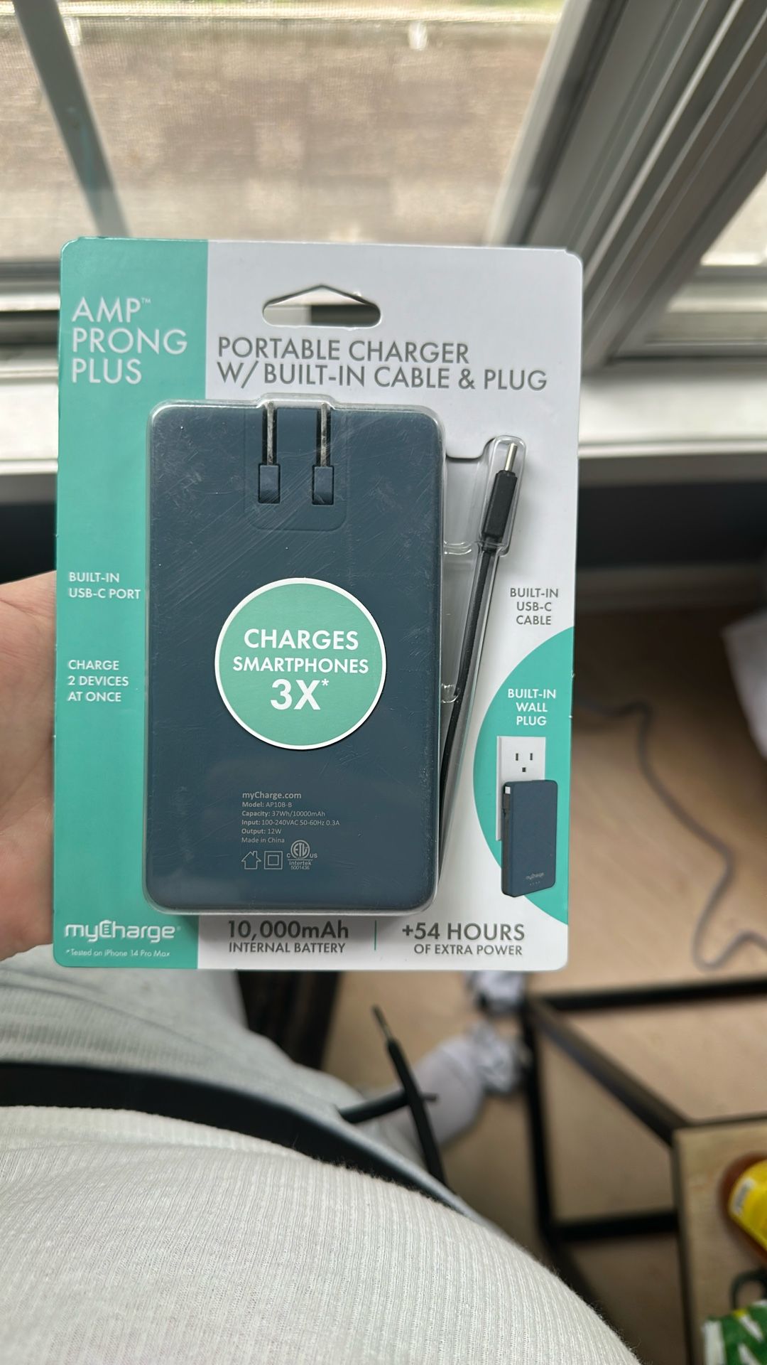 Portable Charger W/ Built In Cable + Plug