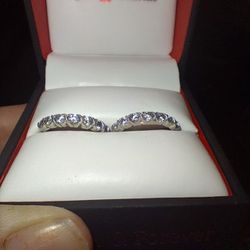 *LOWERED PRICE FEB 9*(2)Vintage Inspired 1/2 Carat  Natural Diamond Half-Eternity Women's Band Size 5.5