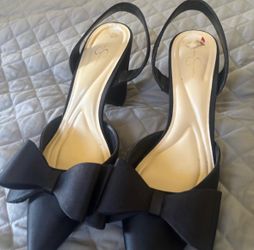 Jessica Simpson Black Slingback Bow Heels