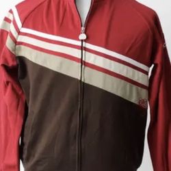 Billabong Vintage 1990’s Retro Zip Up Front Striped Brown Red Mens Jacket