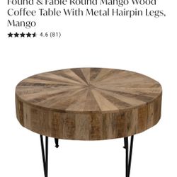 Distressed Wood Circle Coffee Table