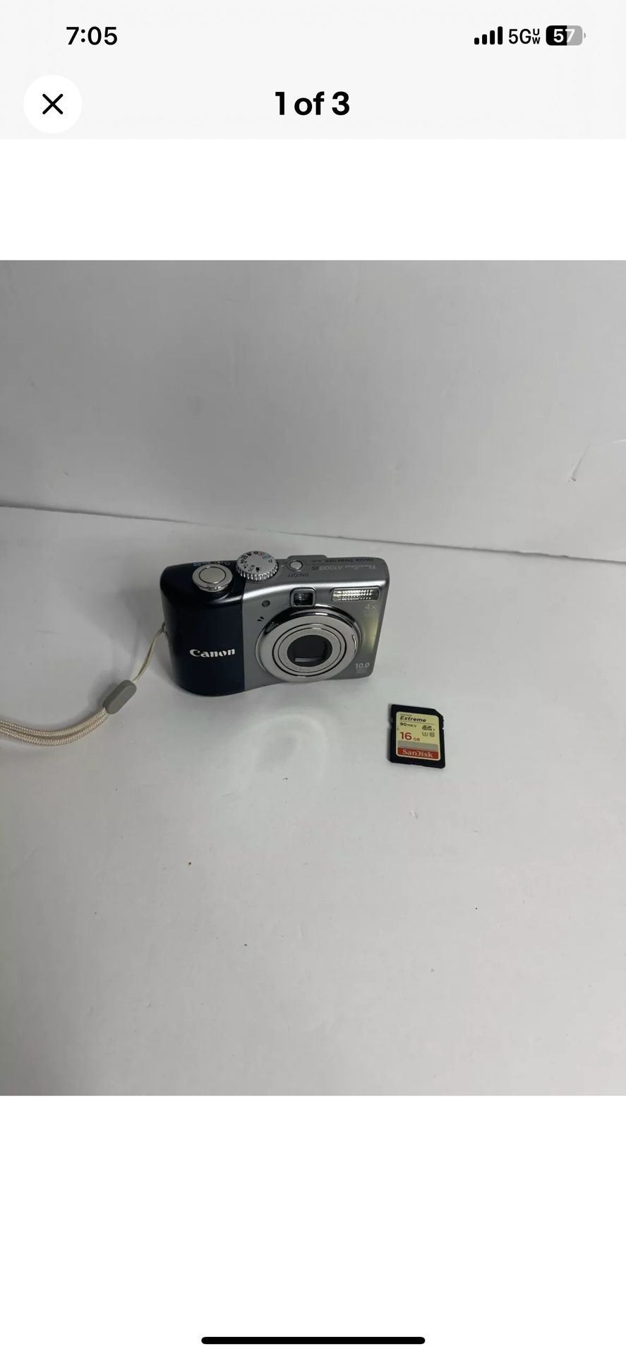 Canon PowerShot 10.0 MP A1000IS Digital Camera w/4X Opt. Zoom Blk Silver Workig