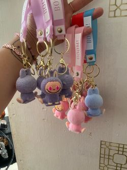 Cute Plush Character Keychains with Wrist Strap
