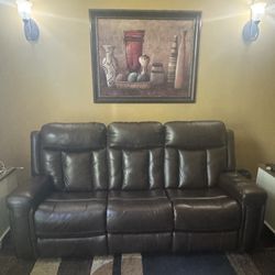 Member's Mark Standage Leather Motion Sofa. Brown