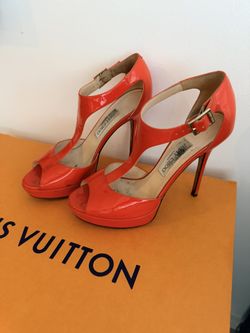 Jimmy Choo Red Orange Platform Heels 39.5