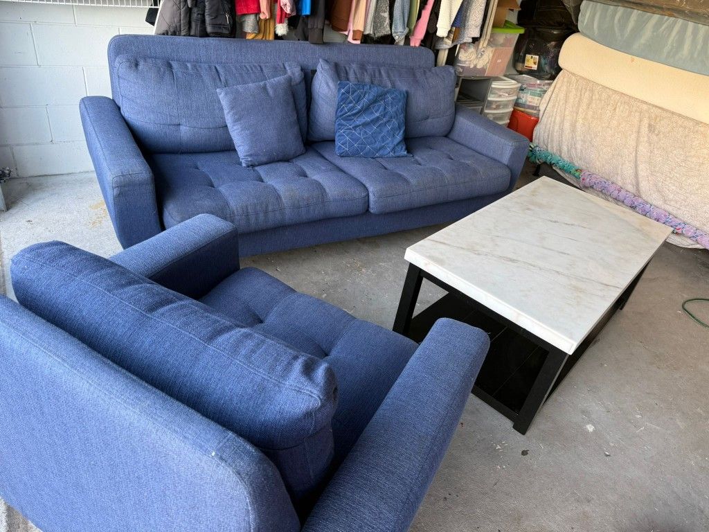 Sofa Set With Marble Table 