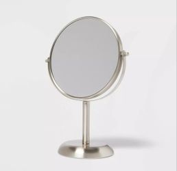 New Target Brushed Nickel portable Bathroom makeup dresser mirror swivel 360 double sided magnified magnification