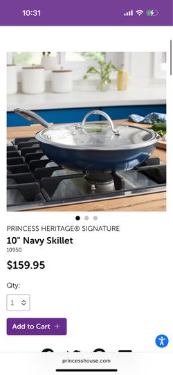 Princess House 10” navy skillet stainless steel