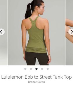New Lululemon Ebb to Street Racerback Tank Top with Built-in Bra Bronze Green Size 6 NWOT Sale