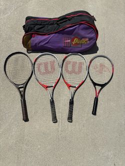 Used tennis rackets and bag