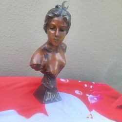 Art Nouveau Bronze Sculpture Bust of Diana  by Emmanuel Villanis