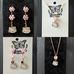Pink Hello Kitty Flower Jewelry Set 🎀
