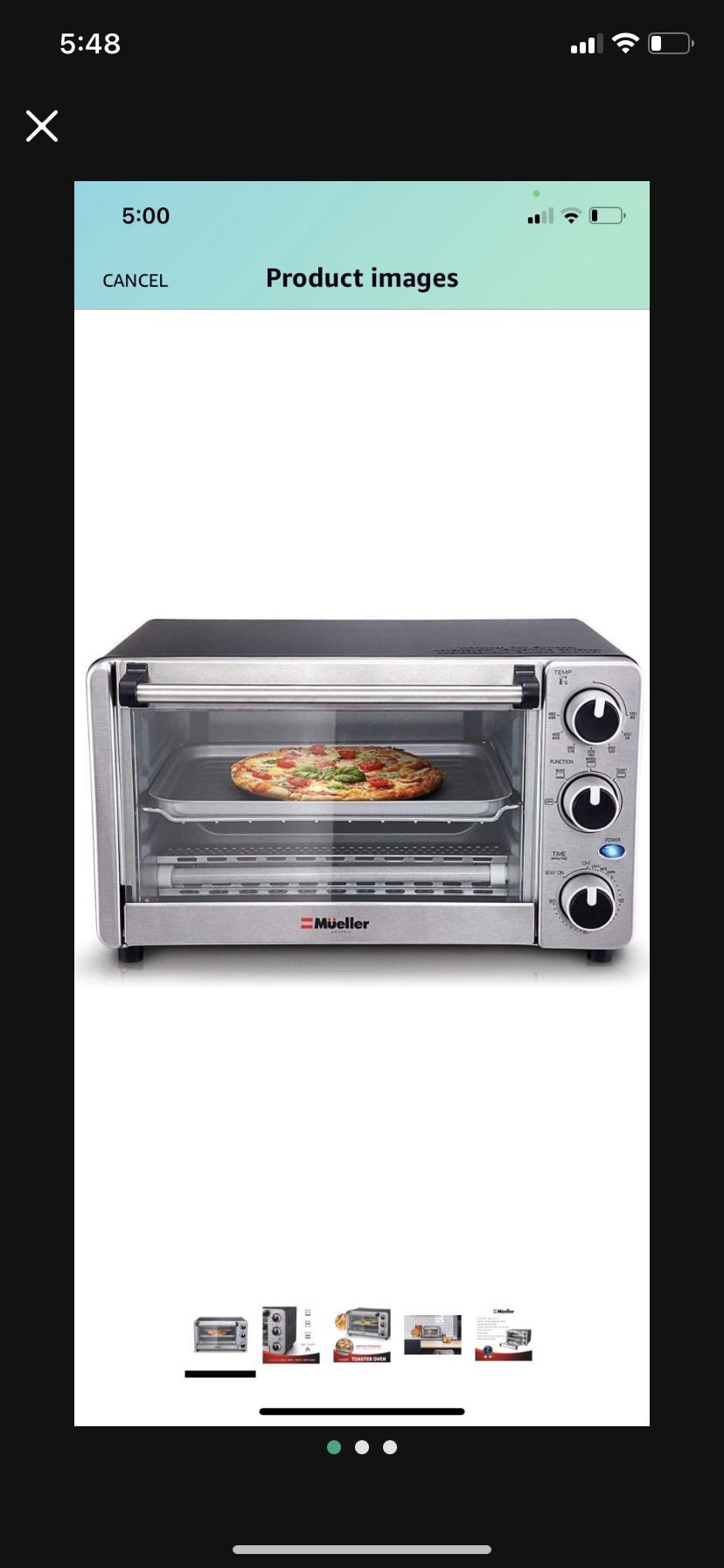 Mueller Austria Toaster Oven 4 Slice, Multi-function Stainless Steel Finish  with Timer - Toast - Bake - Broil Settings, Natural Convection - 1100 Watts  of Power, Includes Baking Pan and Rack