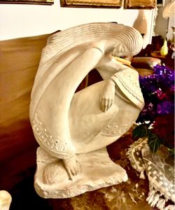 Extra large vintage 1987 Austin Productions sculpture titled "Rio De Vida" from the Acoma Native American collection, designed by Pamela Pierce.