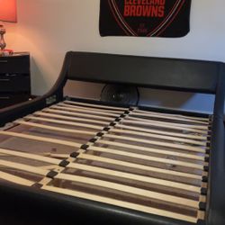 Platform Bed Frame  Leather /wood 