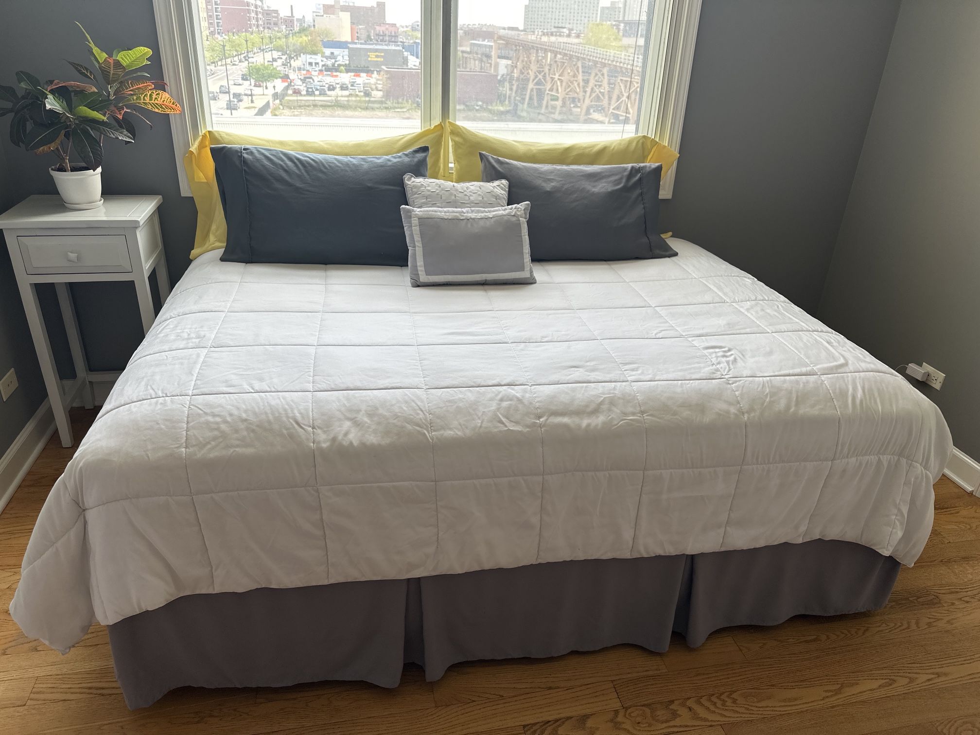 Queen Bed Frame, Mattress And Box Spring