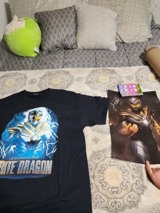 Power Rangers Legend Of The White Dragon Jason David Frank Signed Poster With T -Shirt
