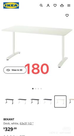 IKEA BEKANT Desk, White, 63 × 31½ in (160 × 80 cm)