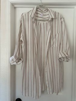 Striped Button-Down Oversized Shirt Dress