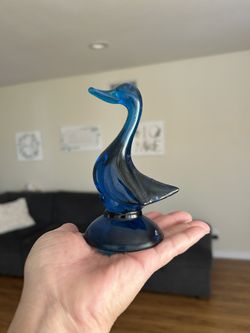 Vintage Blue Glass Duck