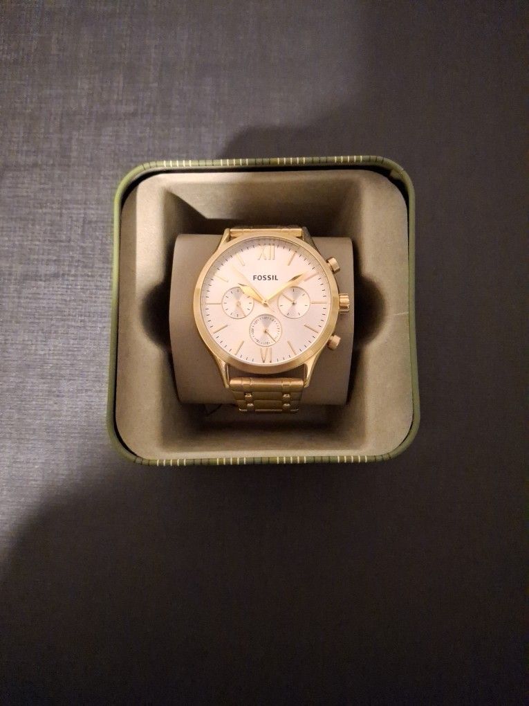 Gold Fossil Watch
