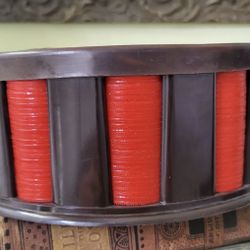 Poker Chip Caddy with pull up carrying knob and slots for 2 decks
