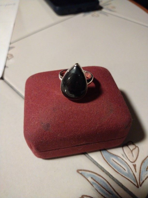 Sterling Silver Psilomelane Stone Ring