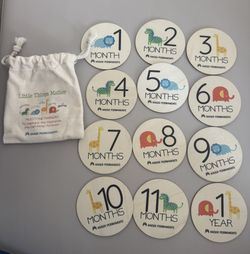 NEW Kaiser Permanente- Baby Monthly Milestone Wooden Cards Set (1–12 Months + First Moments)