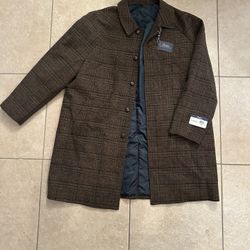 MEN NWT RALPH LAUREN TWEED/PLAID TRENCH COAT SIZE 54REG