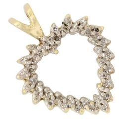 10k Yellow Gold .25ct SI2 H Diamond Heart Pendant 2.2g Estate #31814