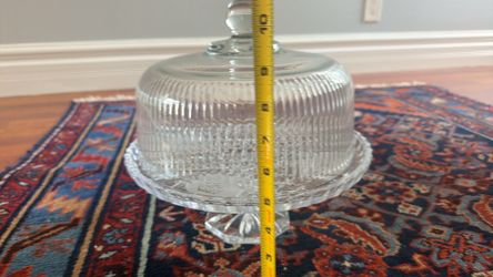 Cake stand crystal glass $25 with lid