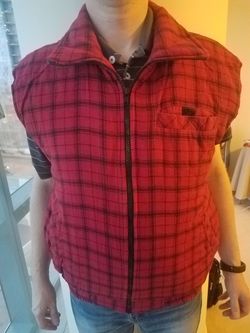 Red and black men's cotton winter vest