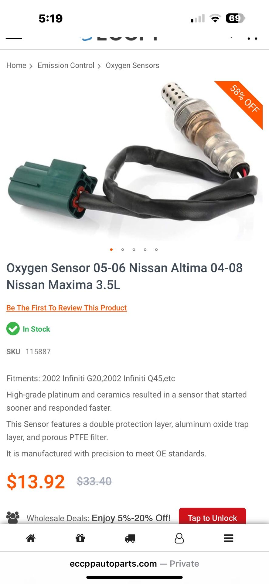 Oxygen Sensor 05-06 Nissan Altima 04-08 Nissan Maxima 3.5L