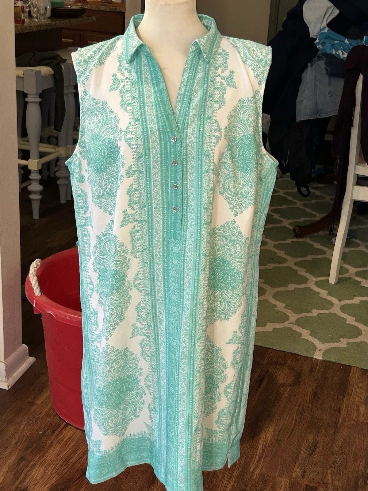 The Limited Ashton Women’s Size XL Green White Dress Fully Lined