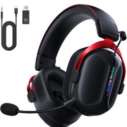 phones for PS5,PS4,Switch,PC,Mac, Bluetooth 5.3, 60H Battery, Omnidirectional ENC Microphone, 3.5MM Wired, CT570, BlackRed