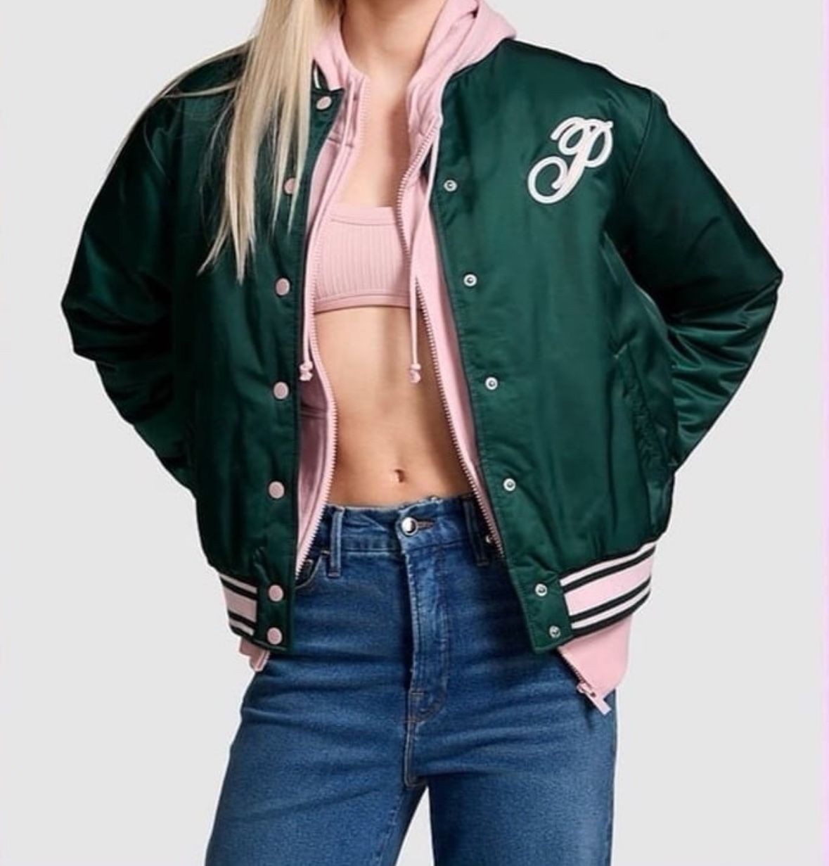 BNWT Victoria Secret Pink Varsity Jacket Pink Friday release sold out limited edition