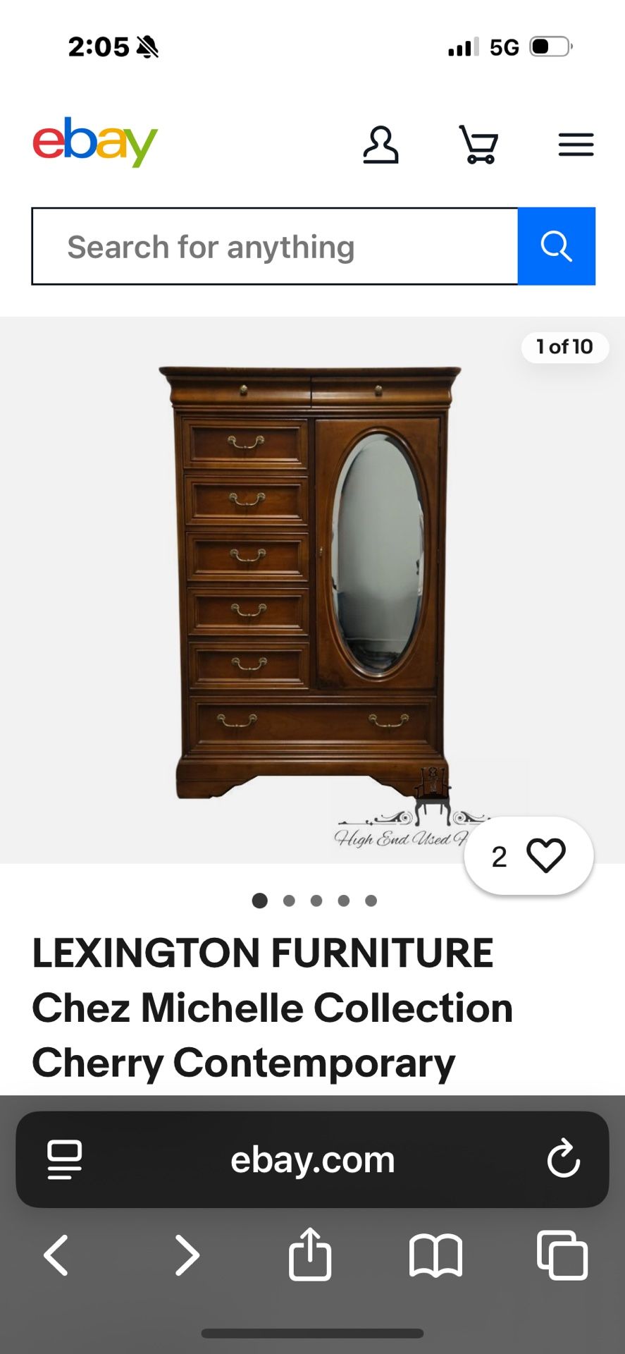 Lexington Armoire 8 Drawer Mahogany With Lingerie drawers On Top