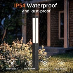 Landscape Path Lights, 3000K Bright Warm Gray Square Bollard Light, 71 Inches for Sideway Driveway Courtyard Garden Yard Decoration, Aluminum IP54 Wat