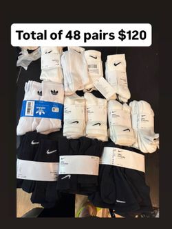 Nike socks and 1 pack of adidas all for $120 new